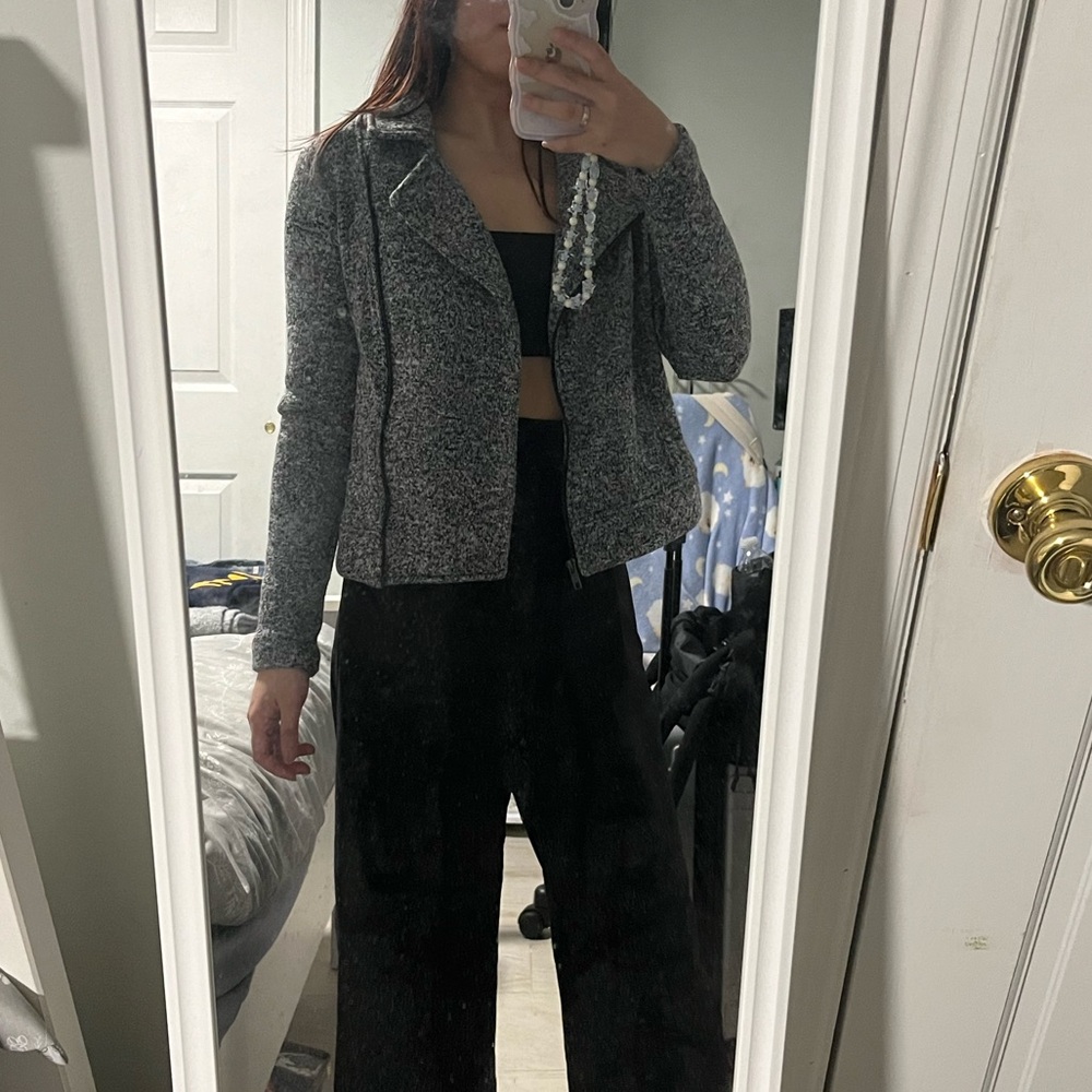 Marled grey zip up sweater